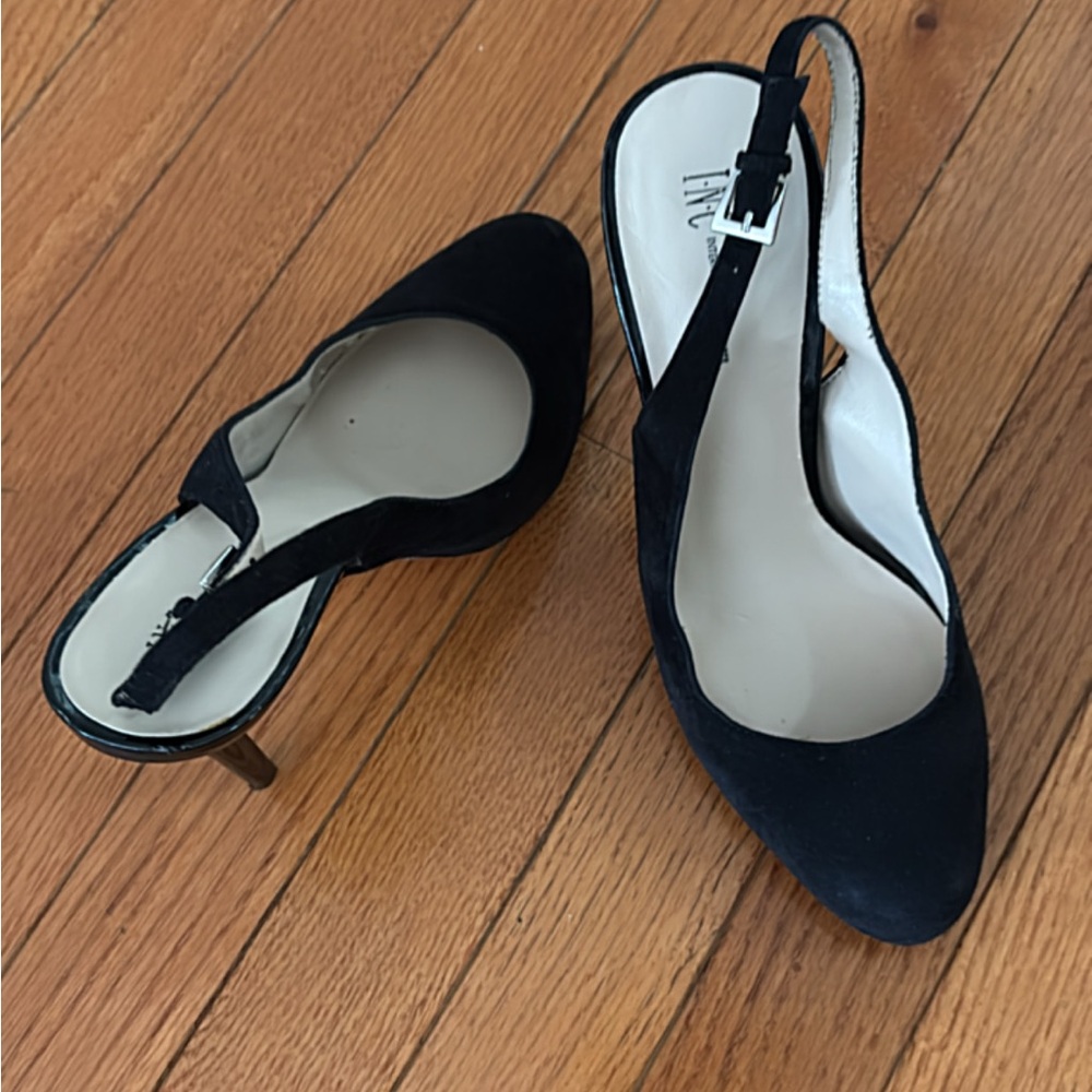 INC International Concepts Black Slingback Heels